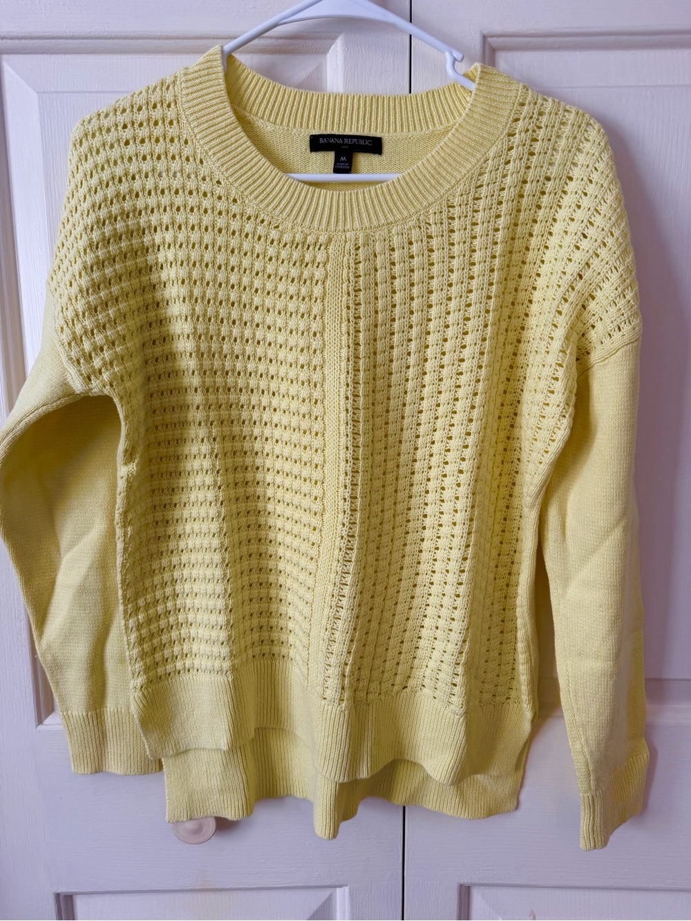 Banana Republic Yellow Open-Weave Crewneck Sweater